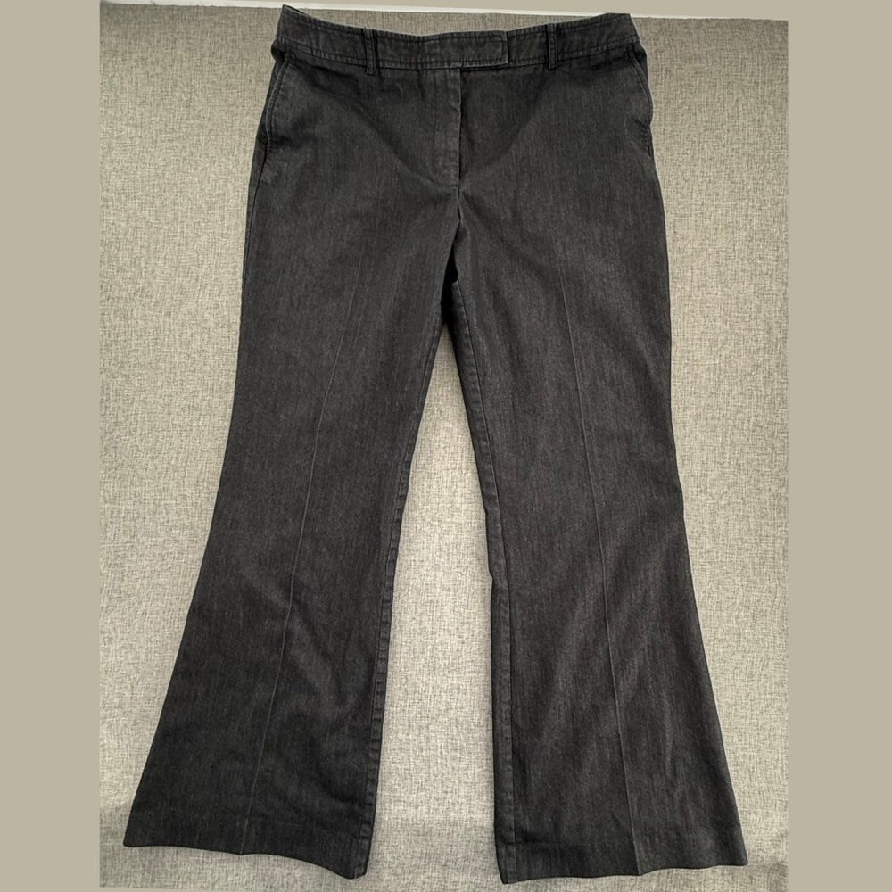 Ann Taylor LOFT Flare Bootcut DENIM JEANS Gray Dark Charcoal Size14 Cotton Blend